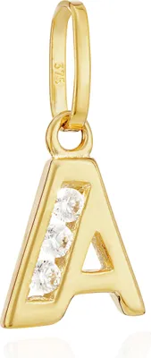 Produktbild von NKlaus Buchstabe A Kettenanhänger klein 375 Gelb Gold 9 Karat 10x7mm Alphabet Zirkonia weiß 13378