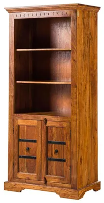 Immagine prodotto di MASSIVMOEBEL24 | scaffale in legno di Acacia 84x50x183 miele dorato laccato OXFORD #0406