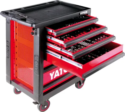 Produktbild von Yato YT-5530, Stahl, Schwarz, Rot, 6 Schublade(n), Kugellager-Teleskopschienen, 25 kg, 35 kg