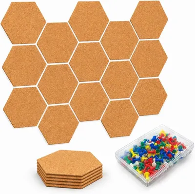 Produktbild von Korktafeln 20 Stück, 100x86x3 mm, sechseckig, selbstklebend, für Büroberichte