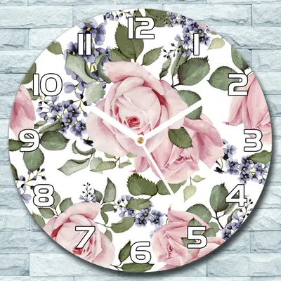 Produktbild von Wanduhr aus Glas Rund fi 30 Rosa Rosen Blumen Quarz Deko Schlafzimmer Büro