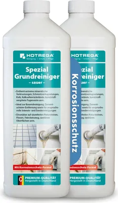 Produktbild von HOTREGA Spezial-Grundreiniger Konzentrat sauer 1 Liter, Bauendreinigung, Mörtel, Zement, Rost, Urinstein, Klebereste
