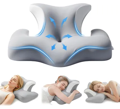 Image de Elzusha - Oreiller ergonomique pour les personnes dormant sur le côté - Gris