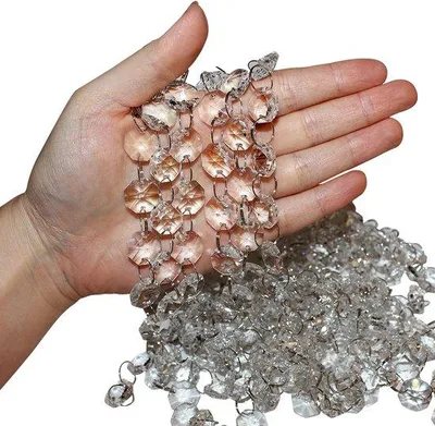 Produktbild von Kristallkandelaber mit transparenter 1 m Guirlande - DIY Dekoration für Hochzeit und Party