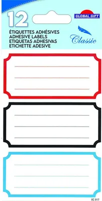 Produktbild von 12 Schuletiketten - Vintage-Rechteck 3 Farben