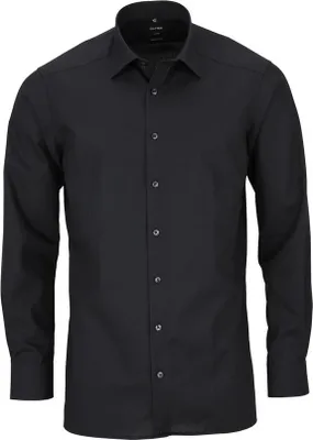 Produktbild von Olymp Businesshemd Luxor Modern Fit normale Passform schwarz einfarbig Baumwolle
