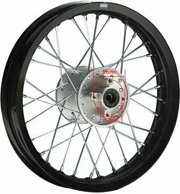 Produktbild von Alu Felge Eloxiert 14 hinten Schwarz Pit Dirt Bike Cross HMParts