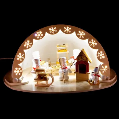 Obrázok produktu pre Osvetlené oblúkové iglu s LED osvetlením a snehuliakmi ŠxV 32x31xcm NOVINKA