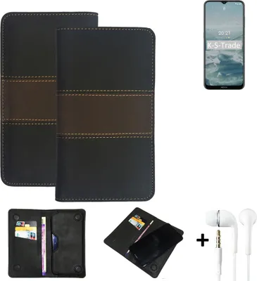 Produktbild von K-S-Trade Handyhülle + Kopfhörer kompatibel mit Nokia G20 Schutzhülle Walletcase Bookstyle Tasche Schutz Case Hülle Wallet Cover Kunstleder
