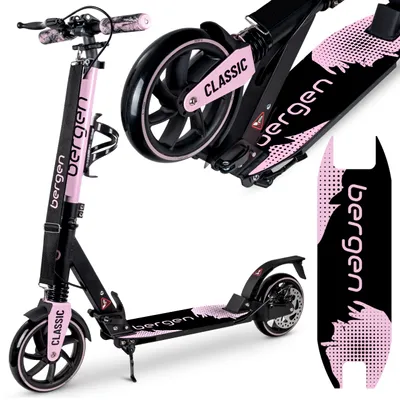 Produktbild von City Scooter, Tretroller, Klappbarer Scooter Bergen CLASSIC – 200 mm Räder, Scheibenbremse, 2× Federung, Aluminium, höhenverstellbar, rosa