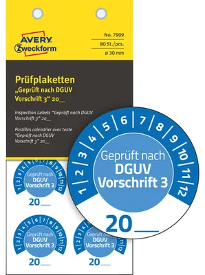 Obrázok produktu pre AVERY Zweckform 7909 80 AVERY Zweckform Prüfplaketten 7909 blau