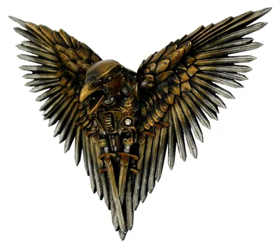 Produktbild von Gothic Steampunk Wanddekoration Rabe mit Schwertern 26 x 20 cm