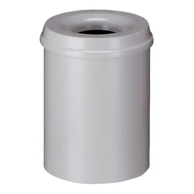 Produktbild von Selbstlöschender Papierkorb & Abfallsammler aus Metall | 15 Liter, HxØ 36x26cm | Grau