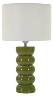Zdjęcie produktu dla Lampa stołowa z zielonej ceramiki z białym abażurem ø 25x46 cm