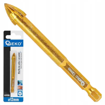 Obrázek produktu pro Vrták GEKO pro sklo a keramiku, 12 mm, 4 břity, karbid (TCT), šestihranná stopka