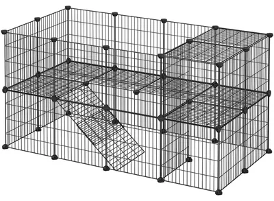 Kleintiergehege 2 Etagen, Metallgitter, 143x71x73 cm