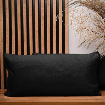Produktbild von MG Design 2er Set Kissenbezüge 40 x 80 cm in Schwarz - mit Reißverschluss, langfloriges Kunstfell, extra weich & Cosy, pflegeleicht