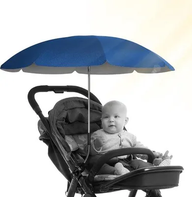 Image de Parasol pour poussette avec protection UV 50+ / diamètre 70 cm et voile pare-soleil - Voile pare-soleil pour poussette avec fixation universelle flexible