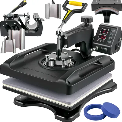 Produktbild von VEVOR 1200W Hitzepresse 8 in 1 T-Shirtpresse, 38 x 38cm Schwarz Transferpresse Heißpresse