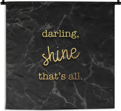 Produktbild von MuchoWow® Wandteppich Wandbehang Zitate - Glänzen - Gold - Marmor 150x150 cm Tapisserie Dekoration Wandtuch - Wohnaccessoires - Modernes