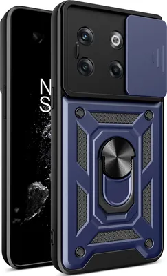 Produktbild von OnePlus 10T Hülle mit Ring Ständer Halter Dia Kameraschutz TPU PC Schutzhülle für OnePlus 10T Blau