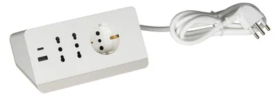 Produktbild von bticino S3711DBU, 2 m, Drinnen, Typ F, Typ L, Typ L, Abgewinkelt, Weiß
