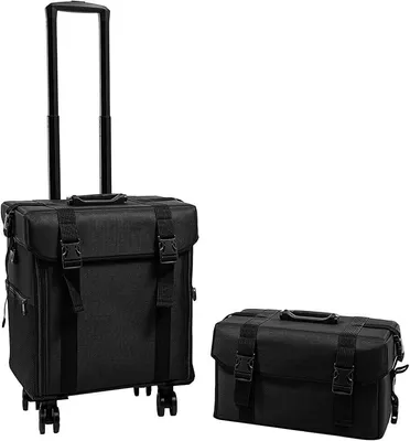 Produktbild von Kosmetikkoffer Trolley, 2 in 1 Groß Make Up Koffer Kosmetik Trolley Friseurkoffer Schminkkoffer mit Rollen Nagelkoffer Beauty Case Nagedesign Koffer