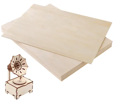 Produktbild von JEUIHAU 12 Stück 420 x 300 mm Lindenholzplatten, 3 mm Sperrholzplatten, unlackierte Holzplatte zum Basteln, Malen, Gravieren, Heimdekoration