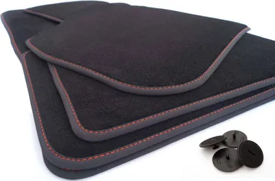 Immagine prodotto di Tappetini per BMW X1 MX1 (U11) dal 2022 Tappetini per auto in velluto premium di qualità originale in 4 pezzi, nero, impunture rosse
