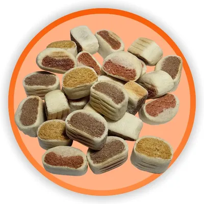 Zdjęcie produktu dla Przysmaki dla psów, przekąski treningowe o smaku wołowiny.
Przekąski treningowe dla psów, 500g.
Psawe ciasteczka z nadzieniem mięsnym.
Psawe ciastka.
Przekąski dla psów.
Przysmaki dla psów