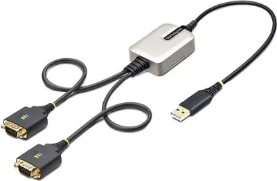 Obrázek produktu pro StarTech.com 2P1FFC-USB-SERIAL, USB-A, 2 x DB-9 RS-232, 0,6 m, Černá, Šedá