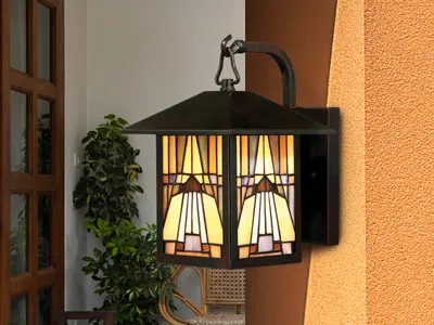 Immagine prodotto di Lampada da parete da esterno con vetro colorato, marrone scuro, E27, 60 W, Inglenook Outdoor Quoizel