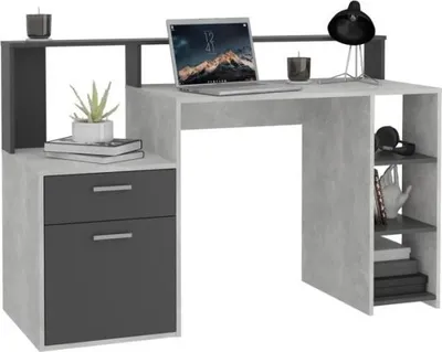 Image de Bureau >BOLTON< en béton LA - Anthracite - 138,5x91,6x53,5cm (LxHxP)