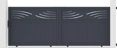 Produktbild von Schiebetor 3,7 m HALTI H.140 cm graues Aluminium + 2 Pfosten 20 x 20 cm H. 166 c
