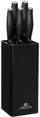 Produktbild von Messerblock Set Gerlach Comfort 5-teilig schwarzes Design Edelstahl Klingen rutschfeste Griffe