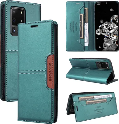 Immagine prodotto di Custodia per Samsung Galaxy S20 Ultra, custodia flip wallet in pelle con slot per carte e supporto Verde