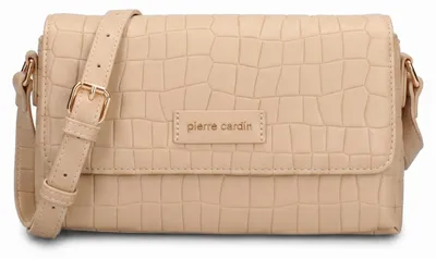 Image de Sac bandoulière femme Elowen Prime, en cuir vegan, Pierre Cardin, couleur beige