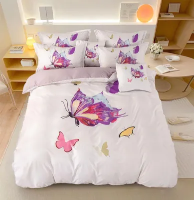Zdjęcie produktu dla Pościel bawełniana LILA butterfly cream