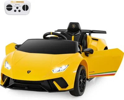 Immagine prodotto di COSTWAY auto elettrica per bambini Lamborghini, 12V auto per bambini elettrica a 3 velocità 3-5 km/h, per bambini da 3 anni (giallo)