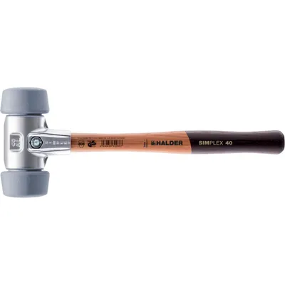 Produktbild von HALDER SIMPLEX Schonhammer Ø 50:40 mm TPE-mid grau mit Aluminiumgehäuse