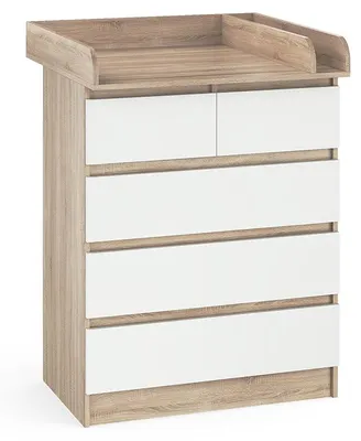Produktbild von Wickelkommode Vicco Emma Sonoma/Weiß 80 x 110.2 cm mit 5 Schubladen, Model 51736