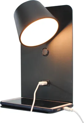 Immagine prodotto di Applique a LED nera W in alluminio, faretto orientabile con interruttore, base e connessione di ricarica USB