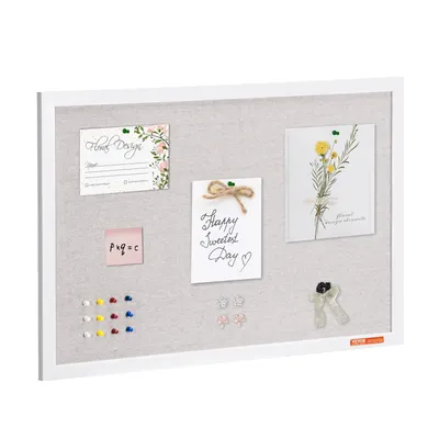 Zdjęcie produktu dla VEVOR 30 "x20" biała tablica korkowa z lnianą powierzchnią - Stylowa tablica ogłoszeń do montażu na ścianie w domu, szkole, biurze - Elegancka i funkcjonalna tablica ogłoszeń