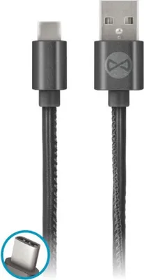 Image de FOREVER Câble de charge USB Câble de données Type-C USB en plastique cuir en noir pour Smartphone Android Samsung Galaxy Sony Xperia HTC Huawei LG Microsoft