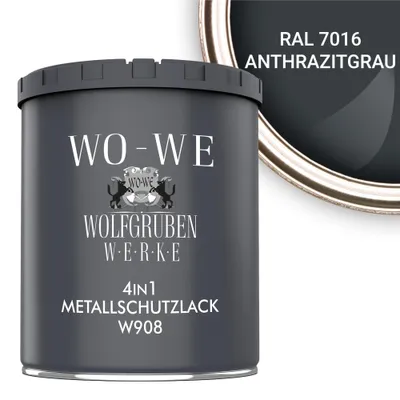 Produktbild von Metallschutzlack 4in1 Metalllack Metallfarbe Metallschutzfarbe W908 Anthrazitgrau - 750ml