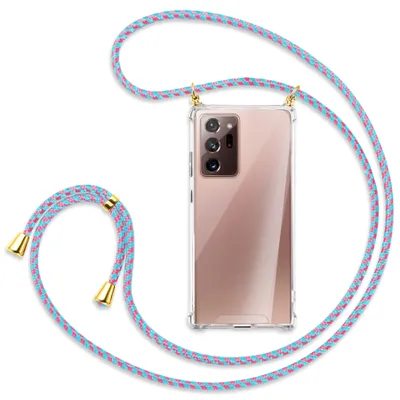 Produktbild von Handykette Backcover-Schutzhülle mit Band (Metall goldfarben) für Samsung Galaxy Note 20 Ultra - pink/mint