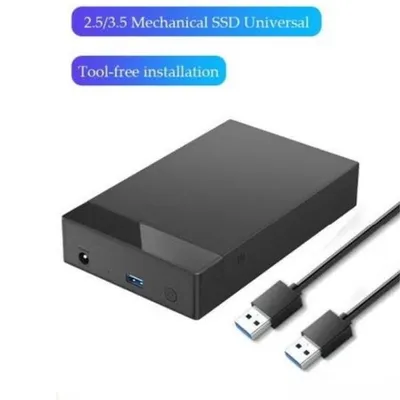 Produktbild von Externe HDD Box – Externes Festplattengehäuse – 2.5" & 3.5" USB 3.0 zu SATA – Werkzeugloses Gehäuse – Kompakter Festplatten Adapter – Schwarz