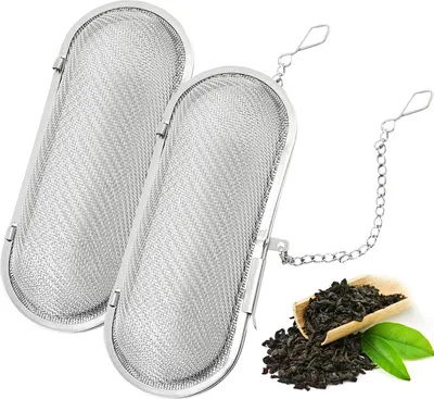 Produktbild von Set von 2 RVS Teesieben für losen Tee mit Kette und feinem Filter