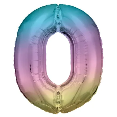 Produktbild von AMSCAN Große Zahl 0 Regenbogen     0