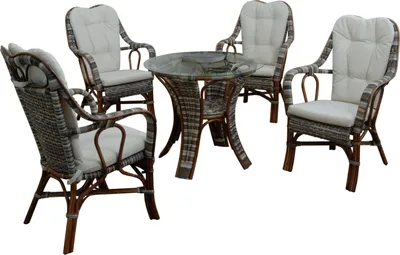 Zdjęcie produktu dla KRINES HOME Rattanowy zestaw ogrodowy "Harrison" zestaw ogrodowy naturalny rattan zestaw rattanowy meble rattanowe (wielokolorowe)